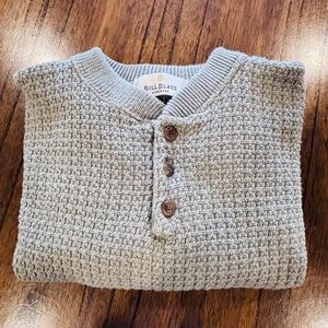 Bill Blass Menswear henley long sleeve knit sweater 100% Cotton size L